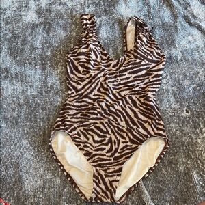 Michael Kors Brown & Cream Printed One-Piece Swimsuit